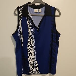 Chico's Blue and Black Sleeveless Blouse